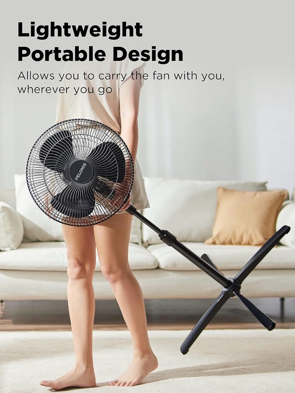 Pelonis Black Oscillating Pedestal Fan - Picture 7 of 11